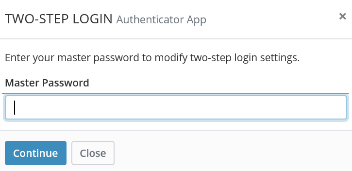  master password for bitwarden's 2FA 