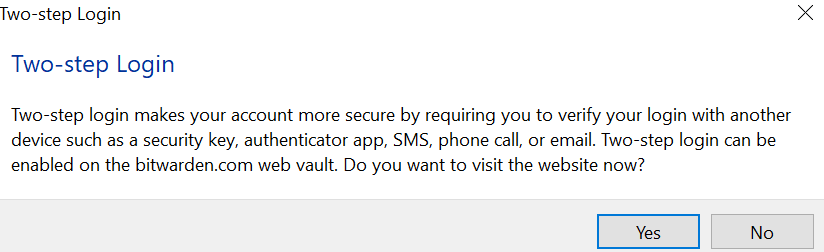  ورود دو مرحله ای برای bitwarden 