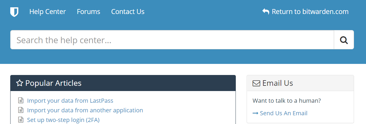  پشتیبانی bitwarden 