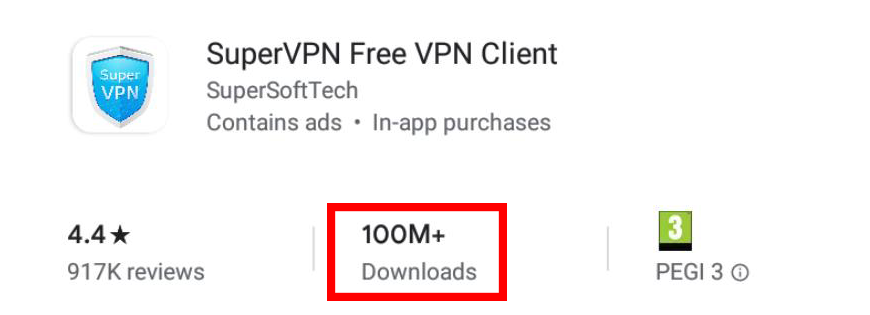  تعداد نصب SuperVPN 100M + 