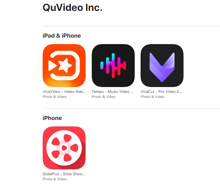  QuVideo برنامه های inc در فروشگاه اپل 