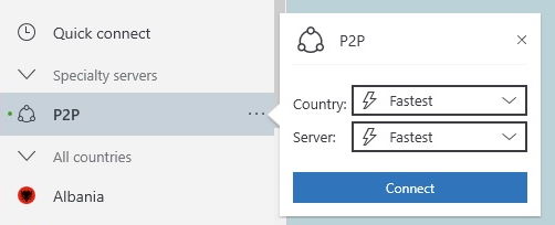 NordVPN P2P server optimized
