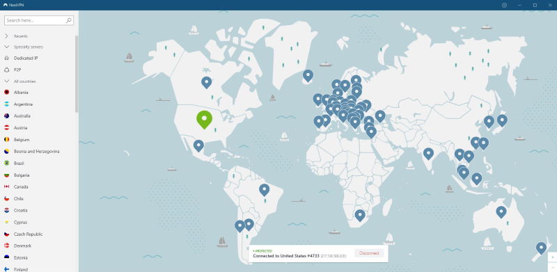 نقشه سرور NordVPN